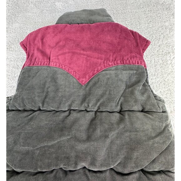 True Religion Mens M Corduroy Puffy Vest W/ Burgundy Yoke NWT Cowboy - Picture 10 of 15